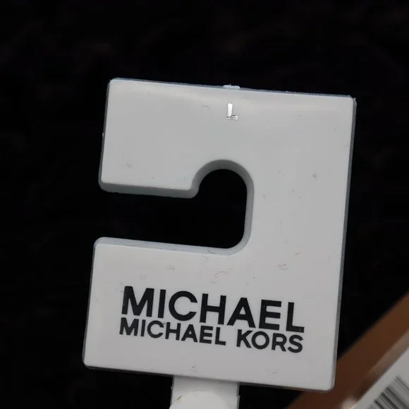 Michael Kors Vanilla Logo Signature Faux Leather Gold Buckle Belt, Size Large - Picture 12 of 14